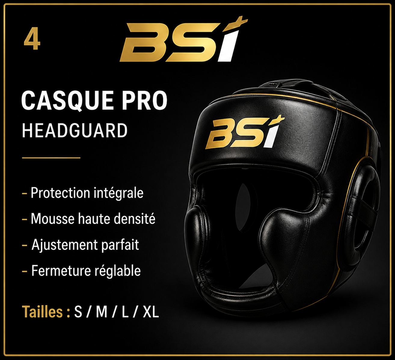 Casque BSI – Bushido Combat Series (noir/ or Edition)