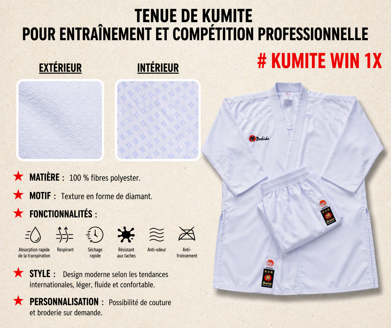 BSI KUMITE WIN 1X  Tenue de Kumite – Entraînement & Compétition Professionnelle